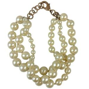 J.Crew Chunky Multi Strand Graduated Faux Pearl Statement Bracelet Classic Prep